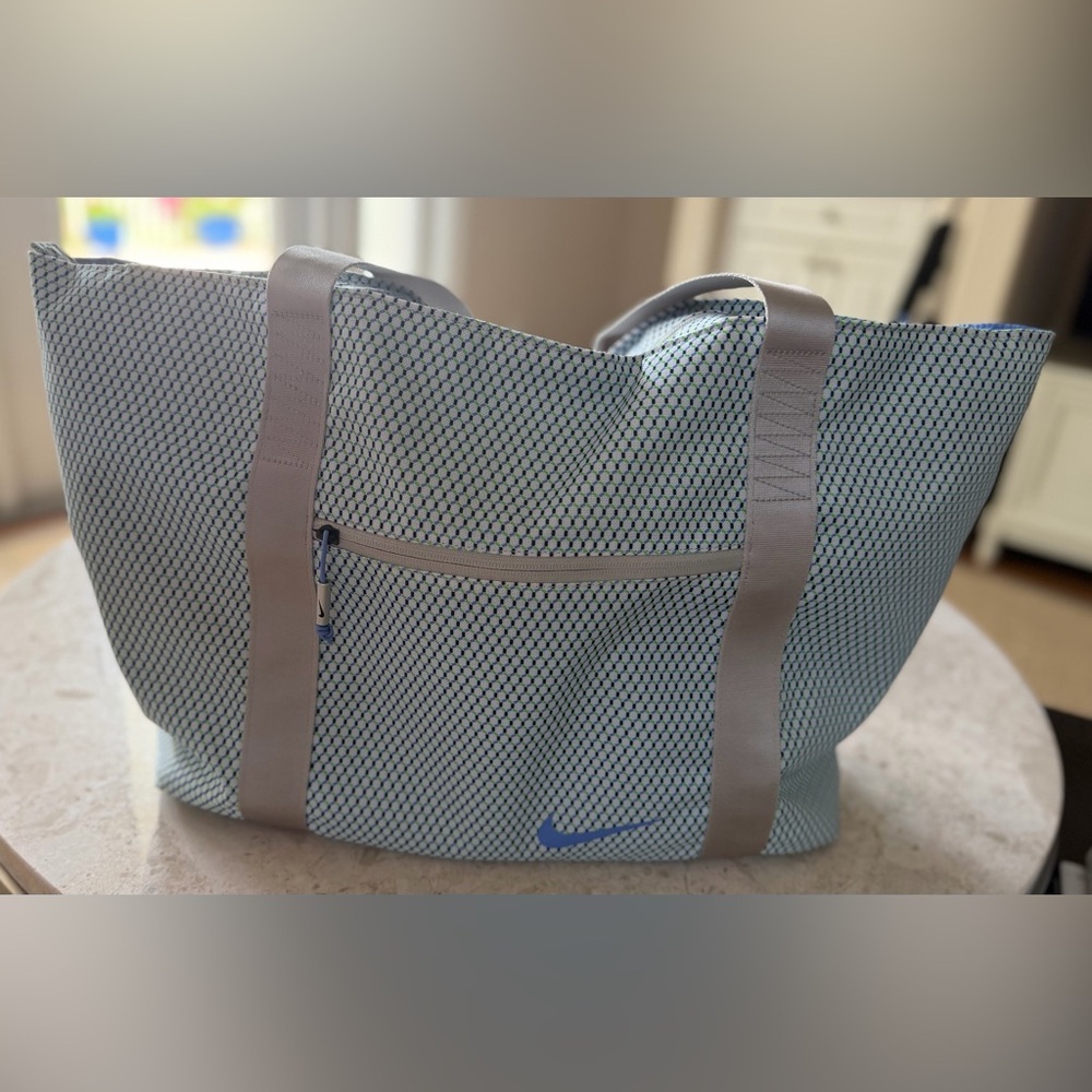 Nike Light Blue Pattern Tote with Gray Straps